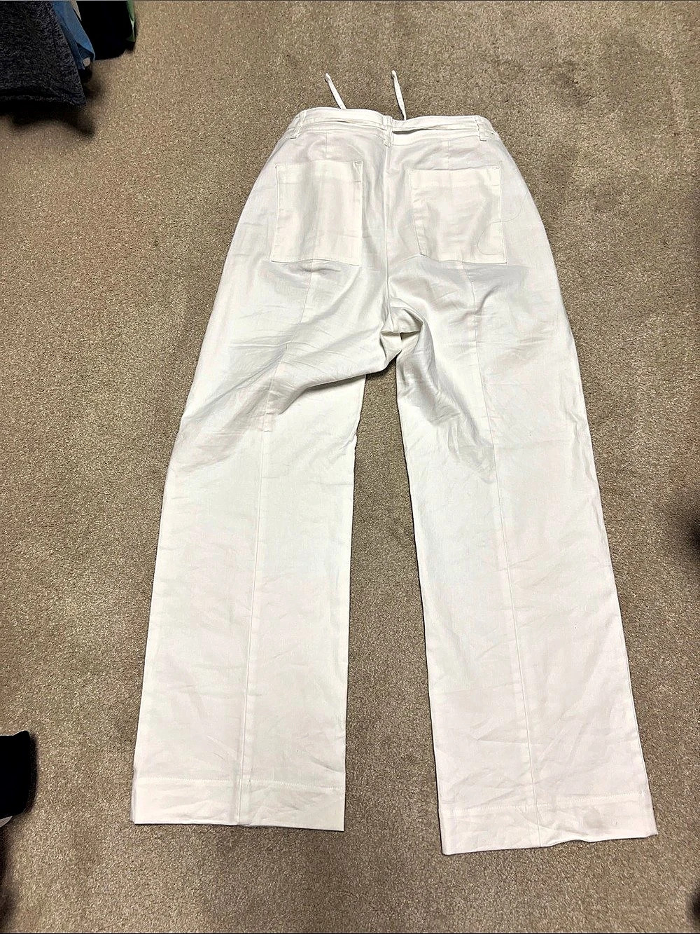 LOFT Wide Leg Cotton Linen Pants in White Size 6
